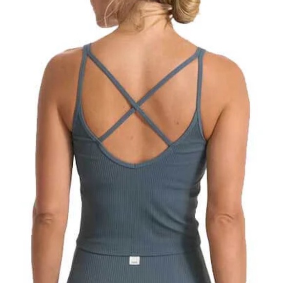 Vuori Rib Crop Tank – Stone Blue (Size S) - Picture 2 of 7